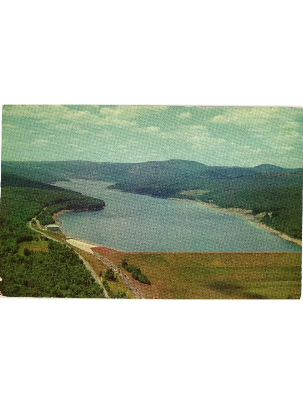 Rondout Reservoir Merriman Dam 1958 Postcard Airview Published By Bob Wyer